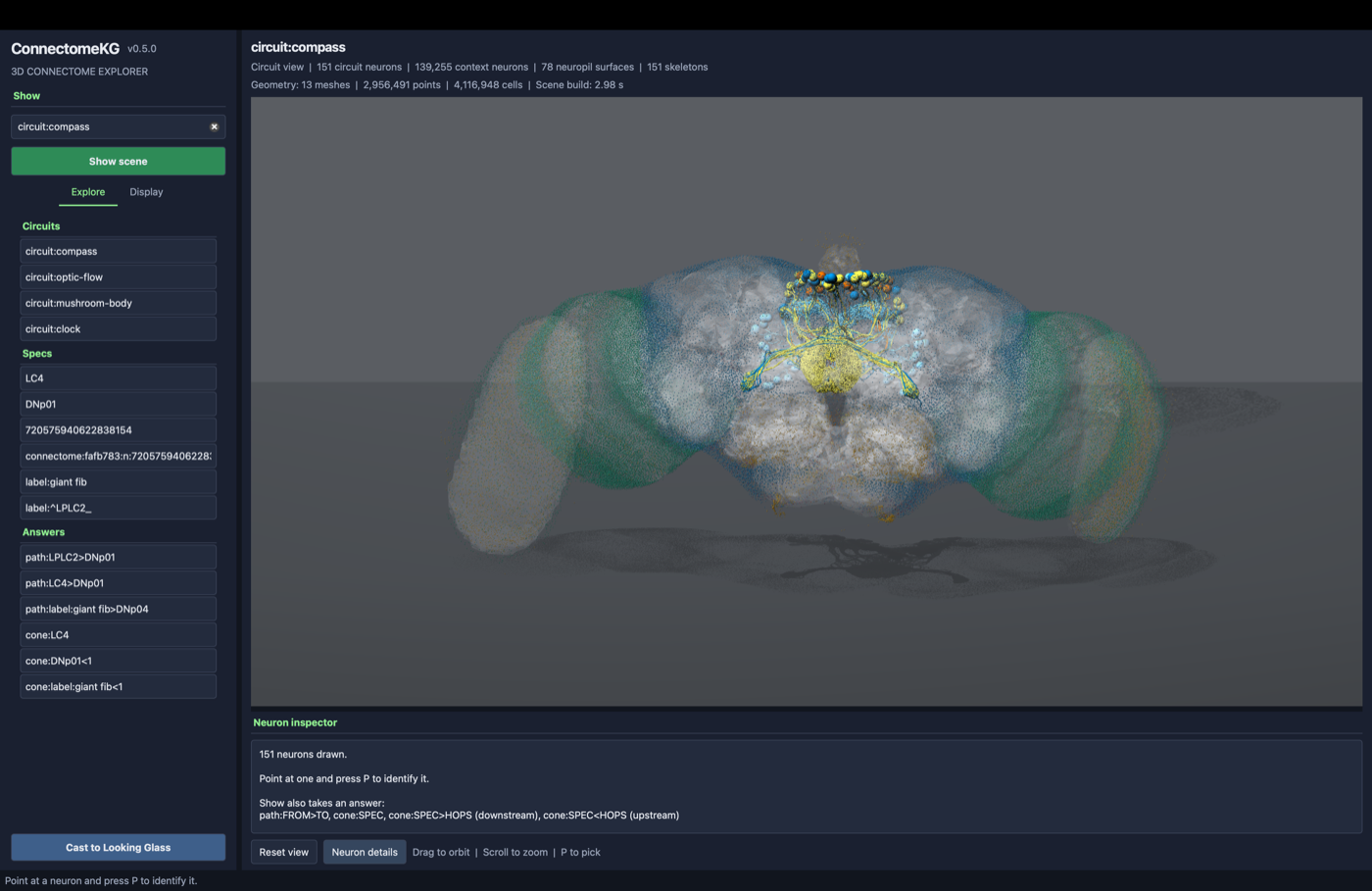 The viewer showing circuit:compass, with the Explore tab open
